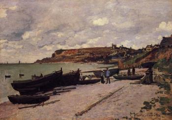 Claude Oscar Monet : Sainte-Adresse, Fishing Boats on the Shore